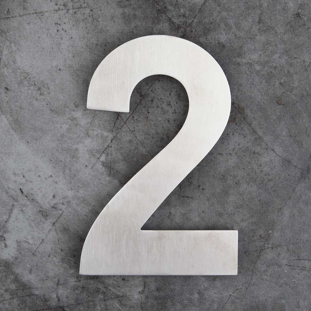 10 Inch Extra Large Floating House Numbers Door Sign Mounted, Stainless Steel 18-8 Brushed Nickel: Number 2