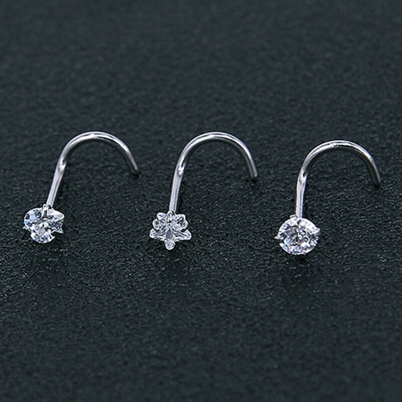 3 Stks/set Nose Ring Neusgat Piercings Cz Piercing Neus Stud Rvs Ster Neus Ringen Nariz Piercing Vrouwen Sieraden