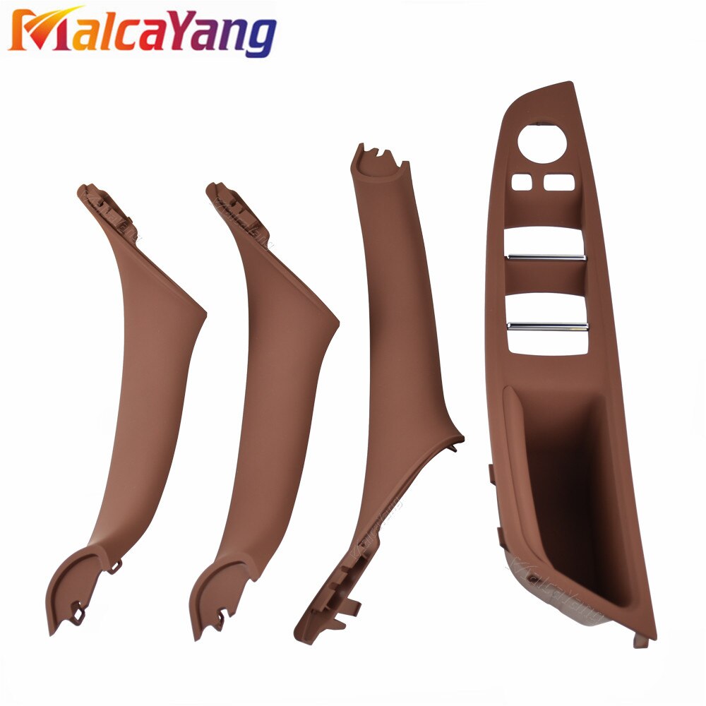 Right Hand Drive RHD For BMW 5 Series F10 F11 F18 520 Black Car Interior Door Handle Inner Door Panel Pull Trim Cover: Red Brown 4pcs