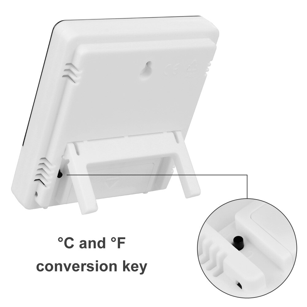 Digital LCD Electronic Ambient Thermometer Humidity Meter Hygrometer Weather Station Aquarium Bathroom Indoor With Alarm Clock