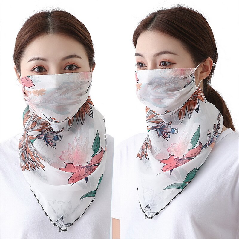Women Choffin Face Mouth scarf Sun Protection Scarves Neck Cover Solid Hiking Riding Ring Wraps Desiner Print: MS27