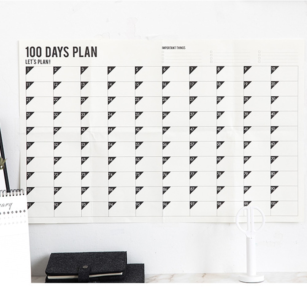 100 Day Monthly Calendar Planner Memo Organiser Annual Schedule Plan Sticker Wall Planner 70x45cm Calendar Planers