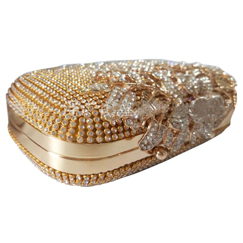 Unique Gold Rhinestone Evening bag Clutch Purse Party Bridal Prom