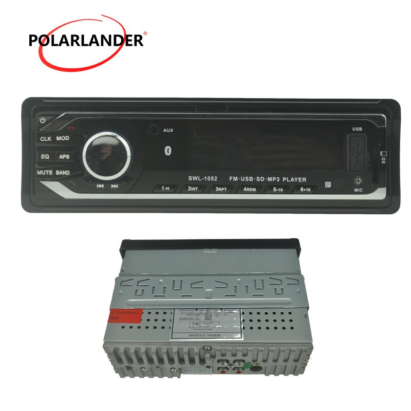 Polarlander-appareil électronique de voiture | 1 din, support de lecteur mp3, Bluetooth/ USB/SD/AUX/autoradio avec télécommande,