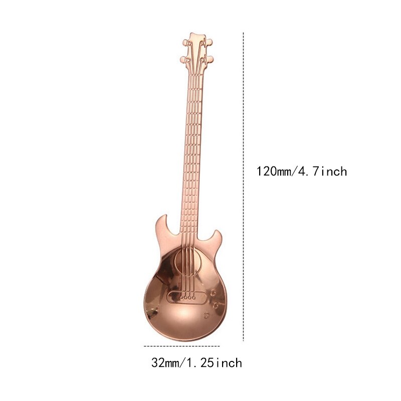 1PC Kitchen Stainless Steel Guitar Coffee Spoon Dessert Cutlerys Teaspoon Colorful Tea Spoon Coffee Accessorie: G192961B