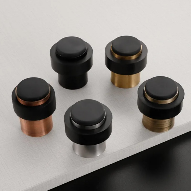 Türhalter aus Edelstahl 304, runder Türstopper, zylindrischer Haushalts-Türstopper, Sicherheit, kein Stanzen von Löchern erforderlich, Gummi, Zuhause