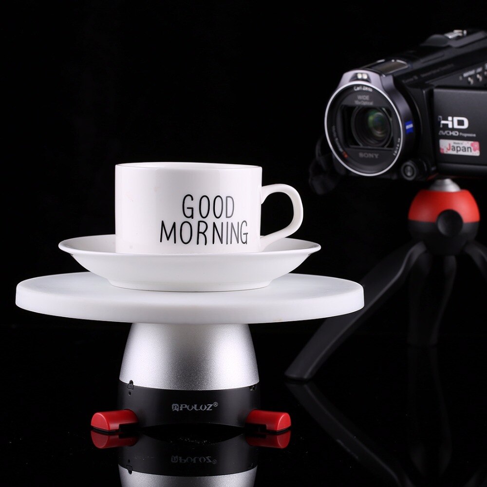 PULUZ Electronic 360 Degree Rotation Panoramic Tripod Head (Red)+Round Tray with Control Remoter Fit for Shooting small products