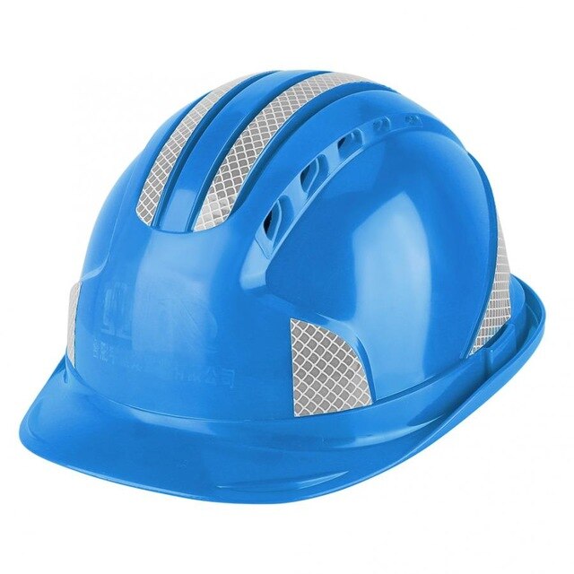 Construction site deconstruction worker hard hat protective hat breathable ABS seat belt reflective helmet hard hat: Azul
