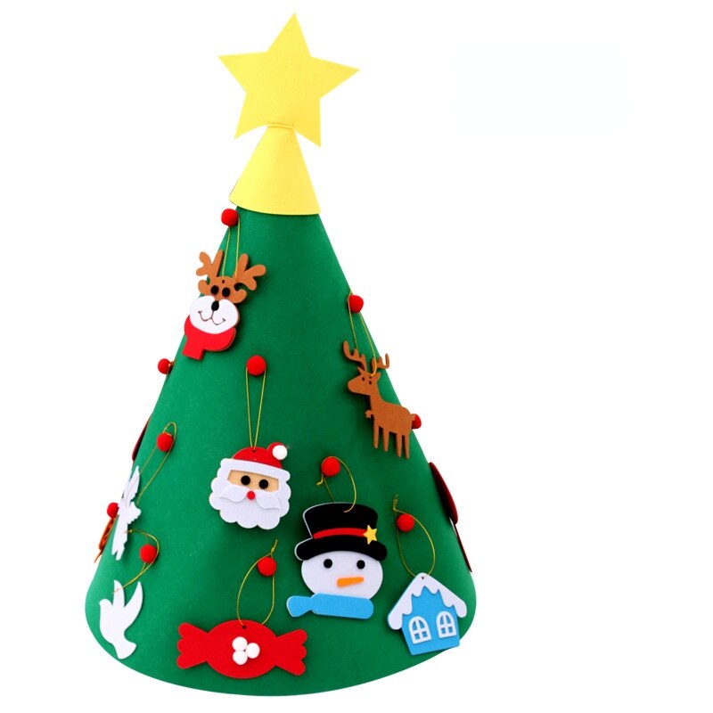 DIY Felt Christmas Tree Set with Ornaments for Kids, Xmas -Felt Christmas Tree Wall Hanging Christmas Tree Decoration: F