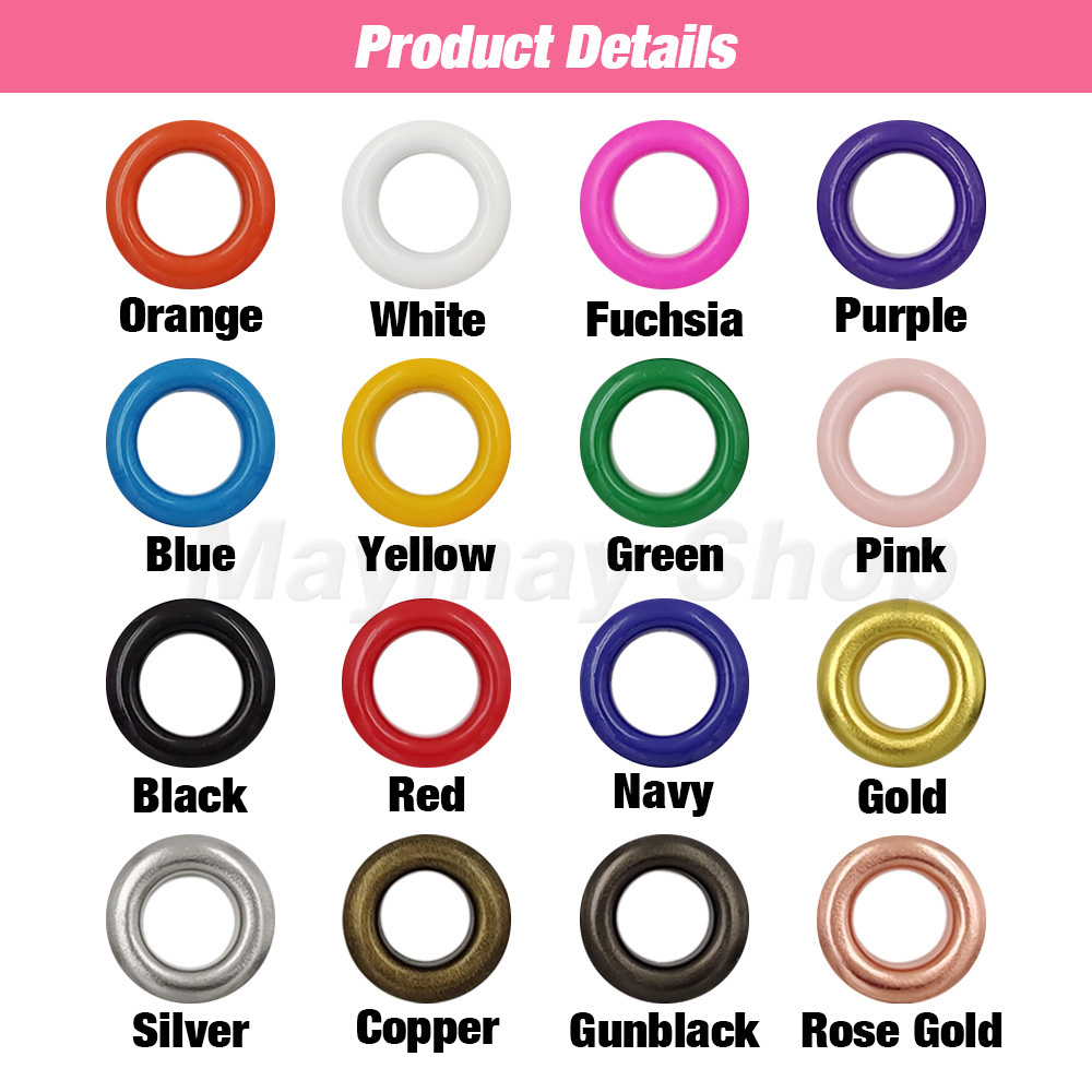 100 ensembles de œillets multicolores de 4mm, anneau métallique avec rondelle pour Scrapbooking, chaussures, casquette de ceinture, étiquettes de sac, vêtements, bricolage, maroquinerie