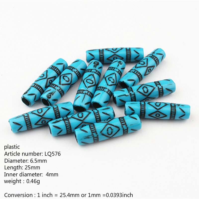 20 Pcs/set Hair Ring Blue Plastic Vintage Pattern Dreadlocks Filigree Tube Dread Locks Ring Hair Braid Rings Braiding Beads: Default Title