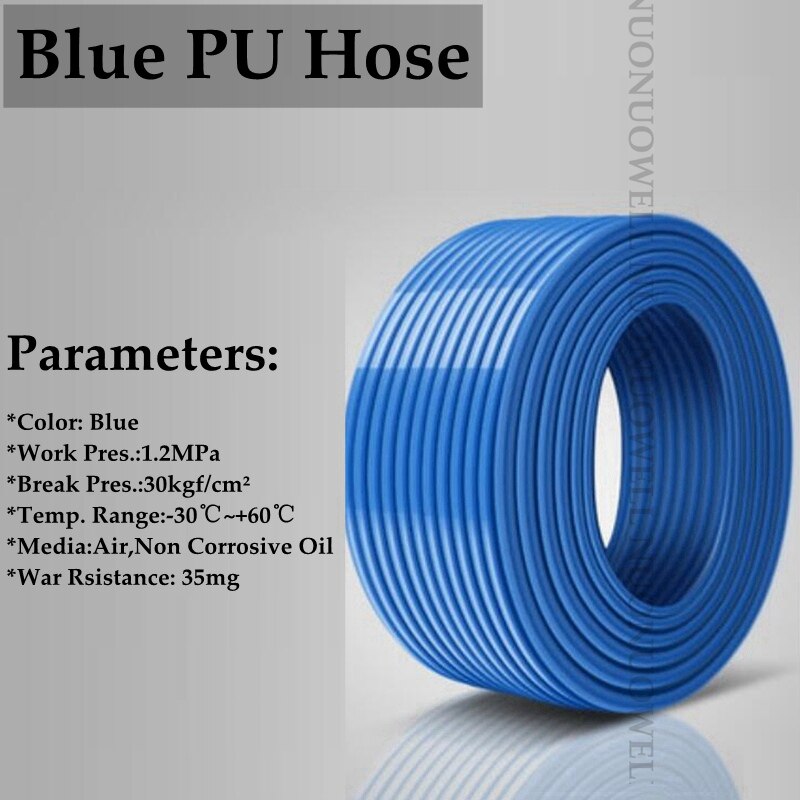 Retail 2m O.D 4~12mm Pneumatic Hose PU Polyurethane Tube High Pressure Compressor Air Hose Soft Pipe: Blue PU Hose / 12x8mm