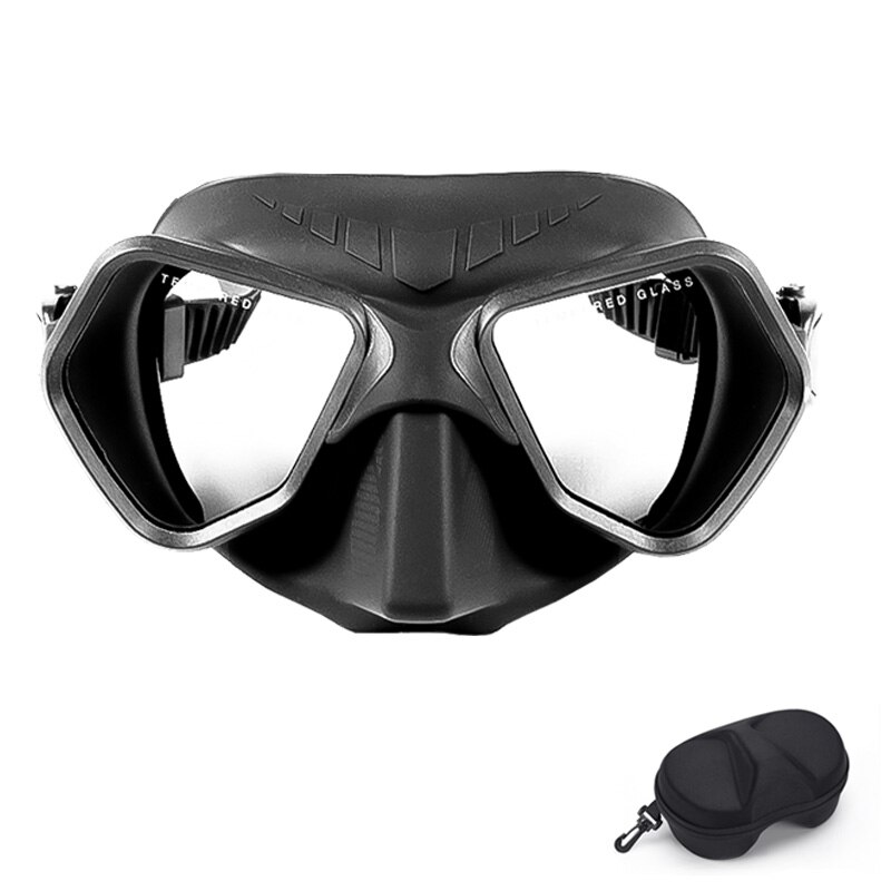 2022 Mode Gratis Duikbril Professionele Lage Volume Snorkelen Bril Volledige Gezicht Adult Scuba Masktempered Glas: Black01