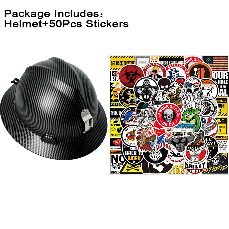 CE Full Brim Safety Helmet Hard Hat Stickers Carbon Fiber Construction Work Cap Lightweight HDPE Railway Protective Hard Hat: Orange