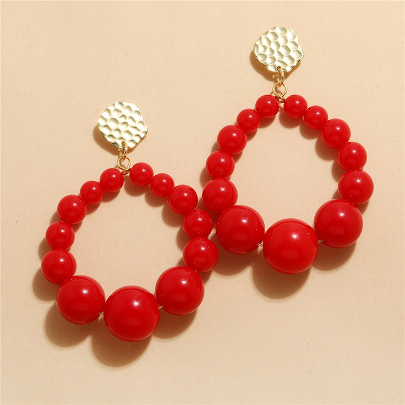 Kolorowe kolczyki w kształcie kropli z koralikami dla kobiet dziewczynki 2021 Trend akrylowe kolczyki w stylu Vintage Hoop kobiece czeski biżuteria Party Beach Gift: A Bead Earrings