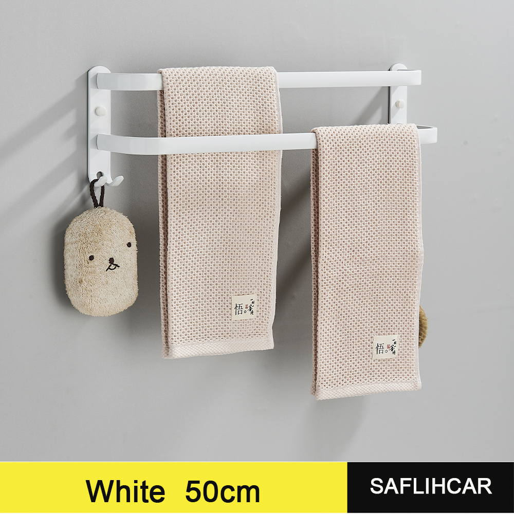 Hvid håndklædestativ badeværelsesplads aluminium håndklædebøjle vægmonteret hvid håndklædestang håndklædeholder uden boremaskine: Bronze