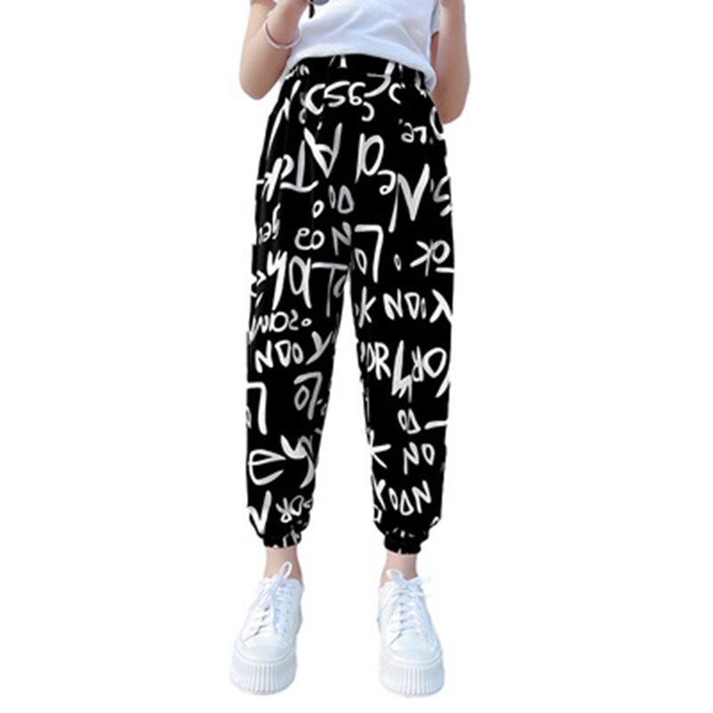 Nuovi vestiti per bambini pantaloni per ragazze pantaloni stampati con lettere stampate 3 4 5 6 7 8 9 10 11 12 13 anni pantaloni da jogging estivi per bambini