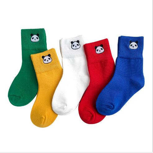 Herfst en winter panda borduurwerk kind sokken 1-12 Jaar 5 pairs pack kinderen sokken