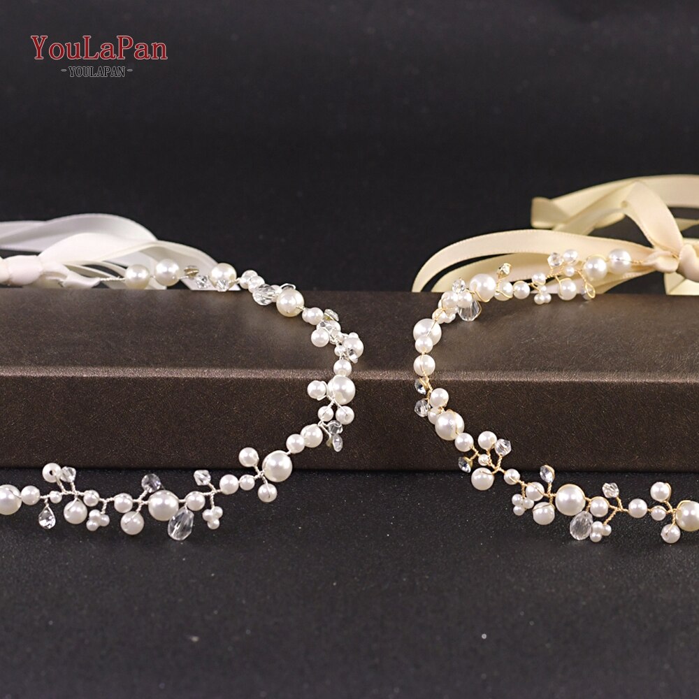 TOPQUEEN perła wykonana ręcznie robić włosów tiara kryształowy wianek dla panny młodej biżuteria robić włosów ślubne na włosy kawałki stroiki ślubne dla kobiet HP03-G