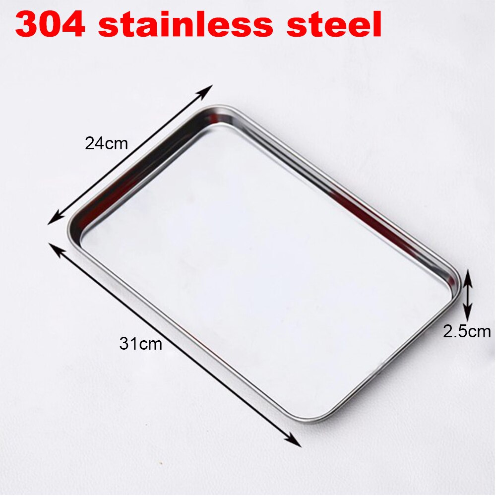 Steamed Vermicelli Roll Plate of 430 304 Stainless Steel Square Plate Water Pans Tray Steamed Flour with Flat Plate of Food Dish: 304 31x24x2.5CM
