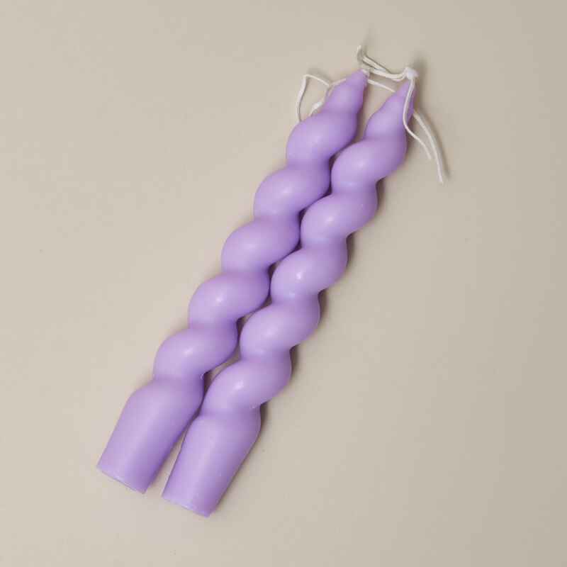 2Pc Spiraal Kaarsen Geurkaars Decoratieve Kaarsen Taper Kaarsen Home Decor Bruiloft Decoratie Centerpieces Kandelaar: Lilac A