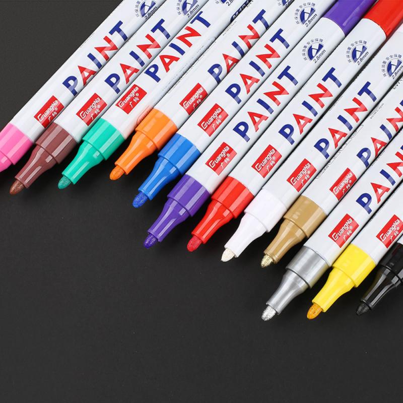 12 farben Farbe Marker Stift Wasserdichte Auto Reifen Reifen Lauffläche CD Metall dauerhaft Farbe Marker Ölige DIY Kunst Marker Kuli