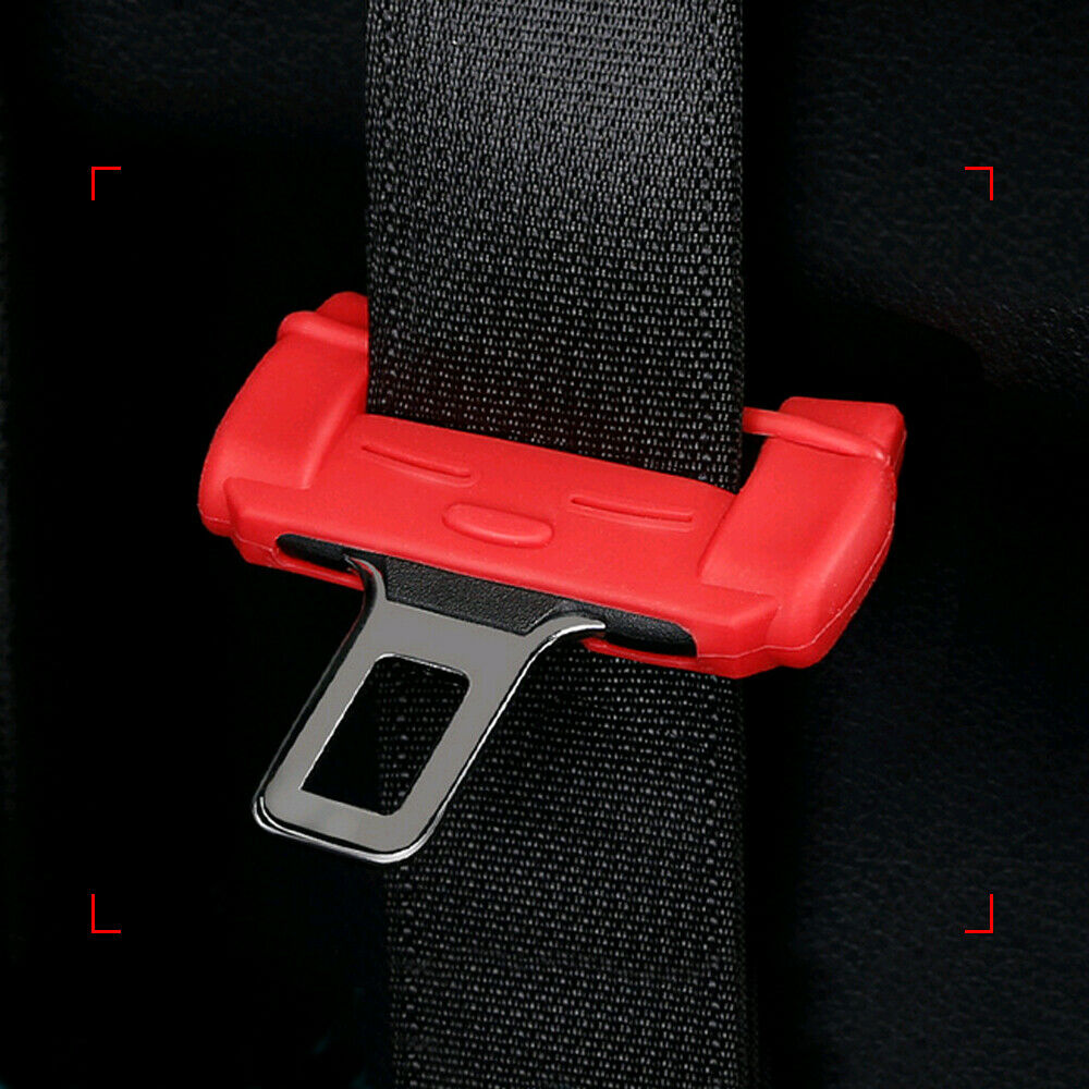 4x carro safty acessórios cinto de segurança fivela clipe de silicone anti-risco capa vermelha