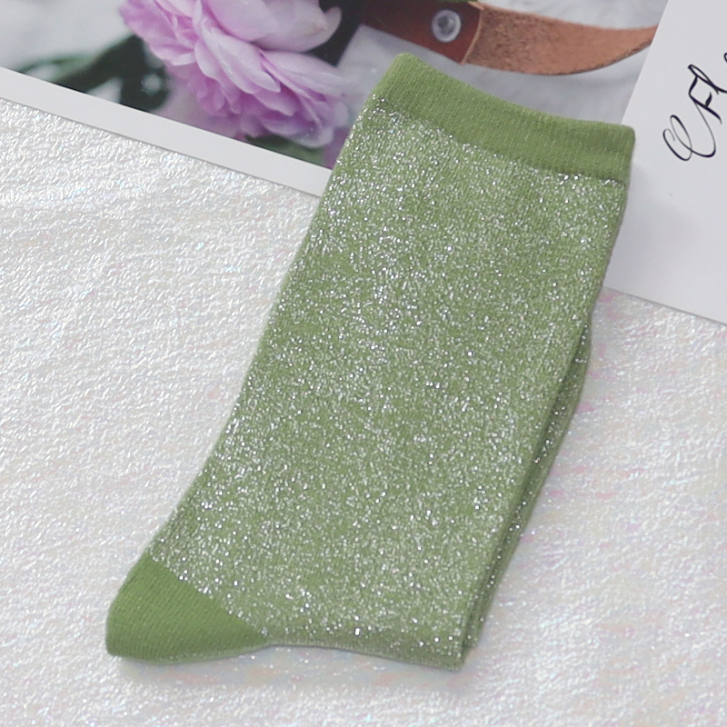 Calcetines de filigrana de para mujer, medias con purpurina, estilo coreano, color caramelo, primavera y otoño, Sexy, 3 pares: Castaño
