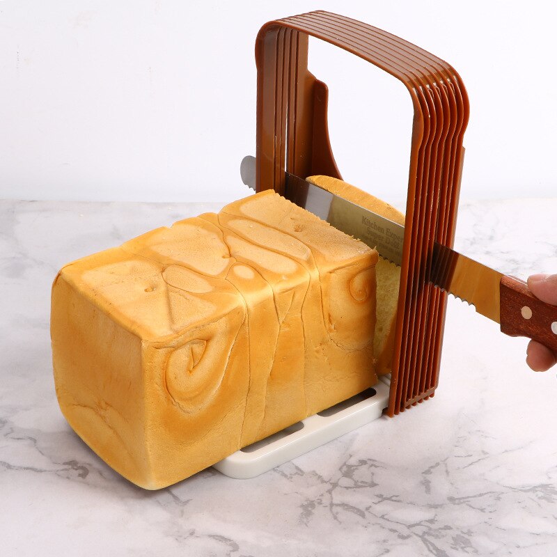 Praktisk toastbrødssnitter plast foldbart brødskæreholder skærevejledning skæreværktøj køkken tilbehør