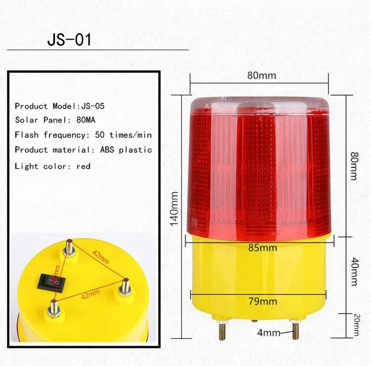 100 mah solenergi opbevaring førte lys trafik advarselslys bygning vedligeholdelse væg lys udendørs vejspærring signal flash: Js -01