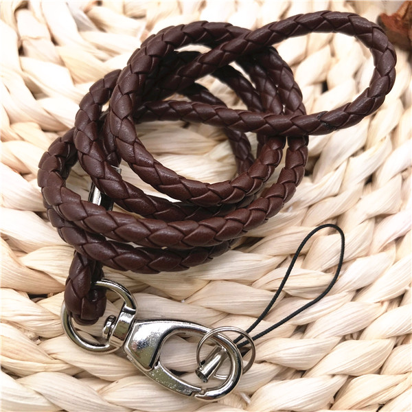 Pu Gevlochten Touw Telefoon Lanyard Lange Draagriem Chain Hang Voor Telefoon Riemen Id-kaart Usb Camera MP3 4 weave Keys Nekband: brown