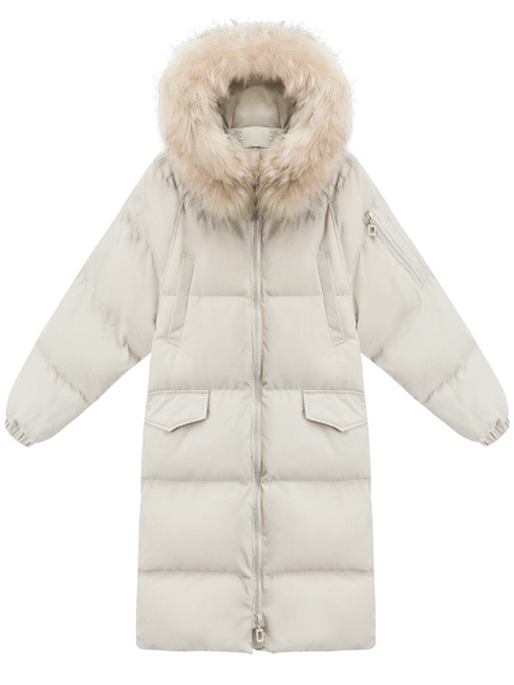 Manteau long rembourré au-dessus du genou pour femme en hiver, manteau coréen mi-long épais et ample