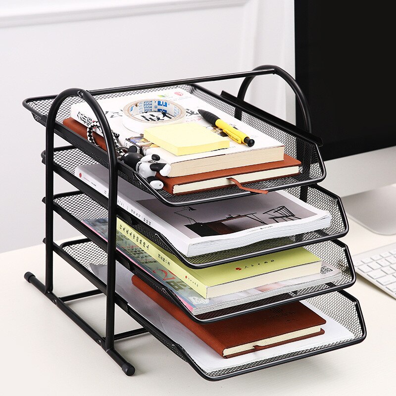 Office A4 Paper Organizer Document File Letter Book Pen Brochure Filling Tray Rack Shelf Carrier Metal Wire Mesh Storage Holder