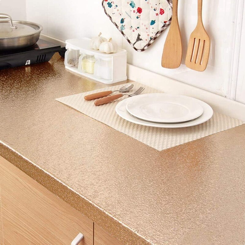 Keuken Behang, Olie-Proof En Waterdicht, Gebruikt Voor Keuken Muren, Kasten, hittebestendig En Wasbaar (Goud, 23.6X118In)