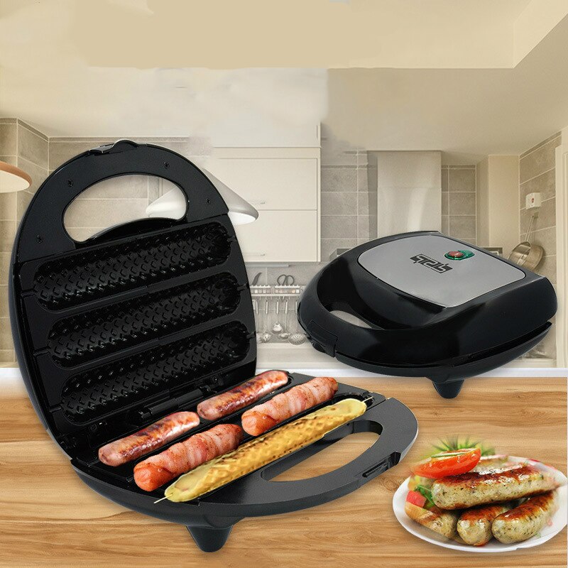 Household Grilled Sausage Dog Machine Electric Crispy Corn Hotdog Waffle Maker Breakfast Frying Pan Hotdog Corn Baking EU: AU