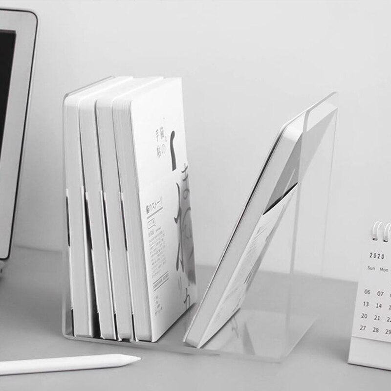 Decorative Clear Acrylic File Holder Clear Acrylic Bookends Acrylic Book Stands Desk Organizer Holders HX6A