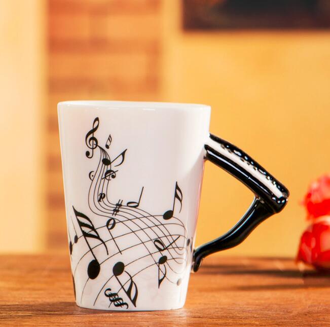 Musik violinstil gitarr keramisk mugg kaffe te mjölk stavkoppar med handtag kaffemugg nyhet: Stil 7