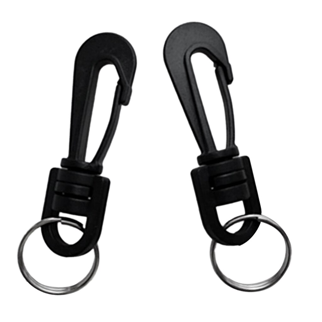 2 Pieces Black Plastic Swivel with Spring Clip with Snap Hooks