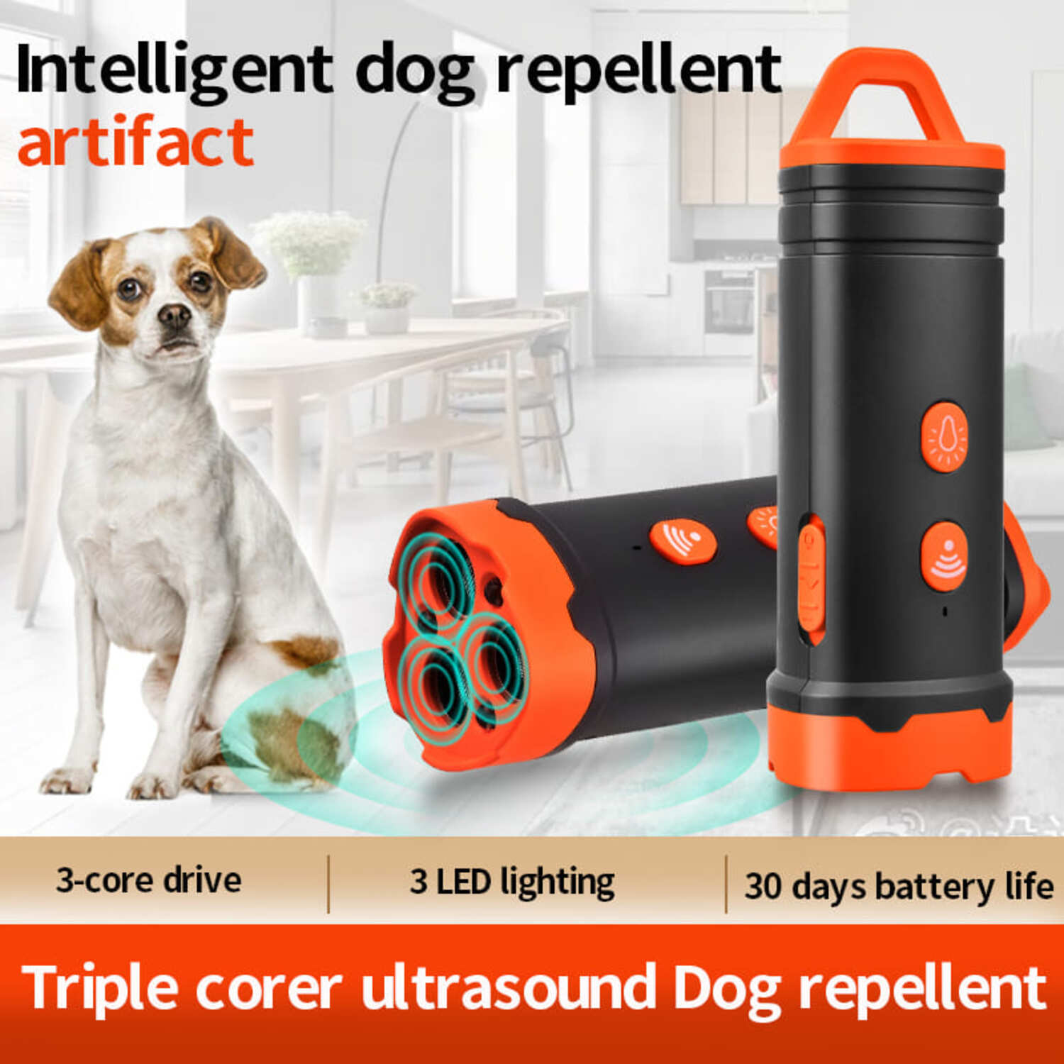 Ultrasonic Dog Bark Deterrent Device Stops Bad Behavior, Anti Barking Barking Silencer Long-Range Indoor Outdoor
