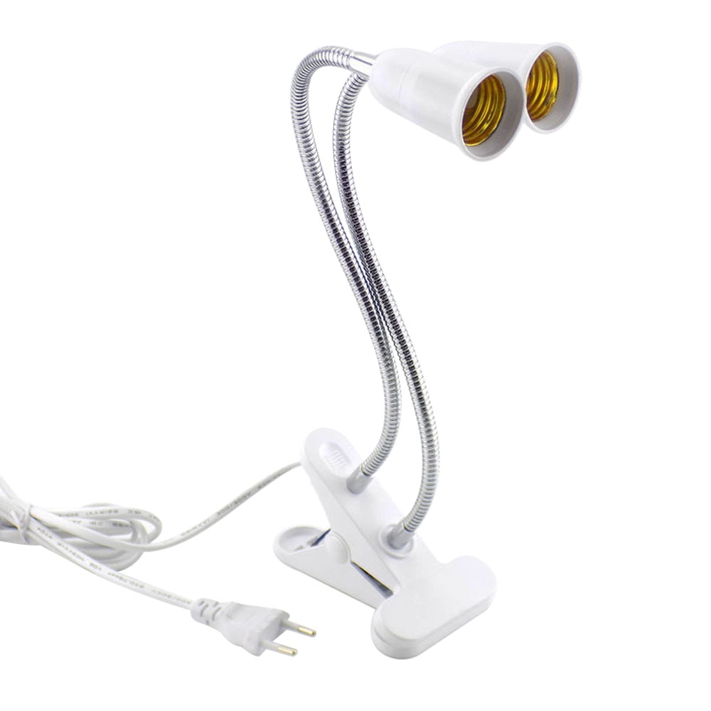 2 Hoofd Eu Ons Uk E27 Flexibele Lamp Base Ac Stekkers Houder Bureau Clip Socket Voor Boek Kamer Home indoor Nachtlampje Kweeklampen