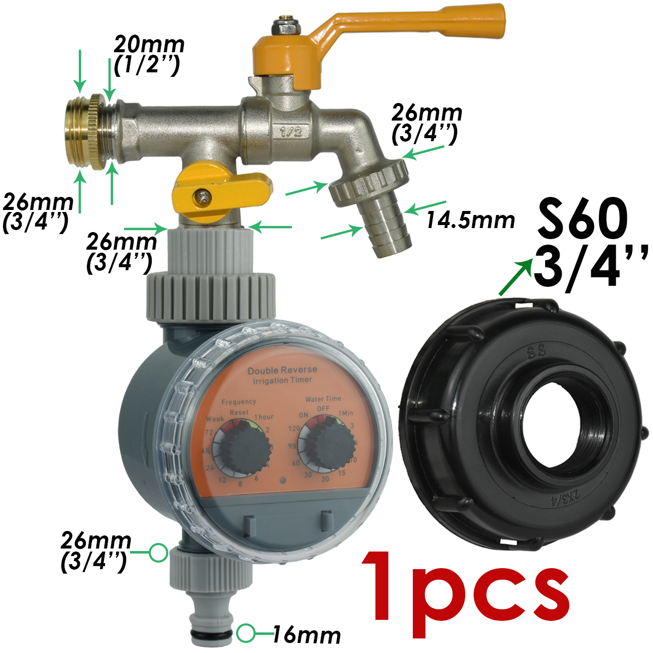 KESLA Automatic Garden Ball Valve Water Timer Watering Controller Drip Irrigation System IBC Tank Tap Faucet Bonsai Greenhouse: PURPLE
