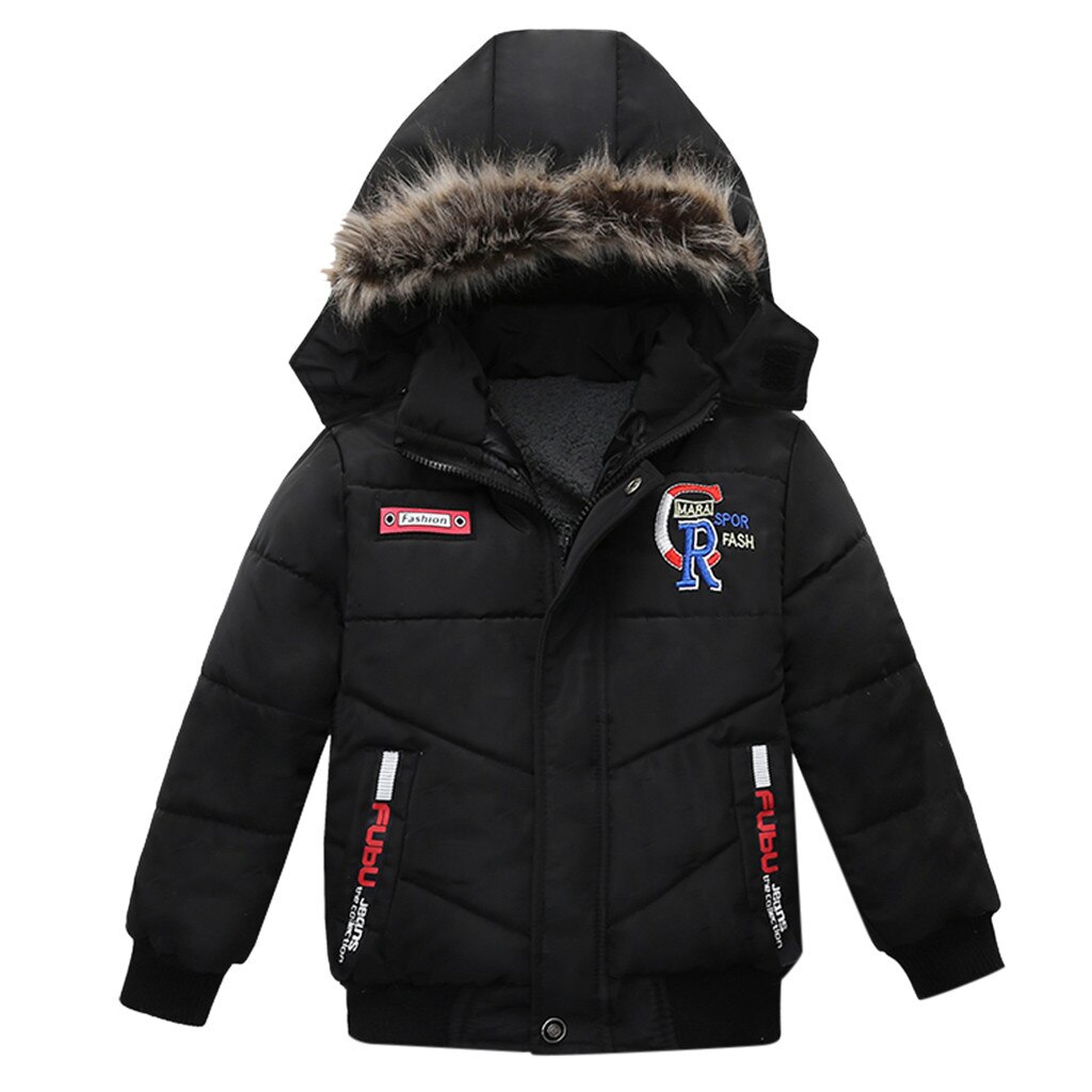 Veste parka à capuche pour bébé garçon, manteau d'extérieur, épais, collection automne hiver: Black / 12M