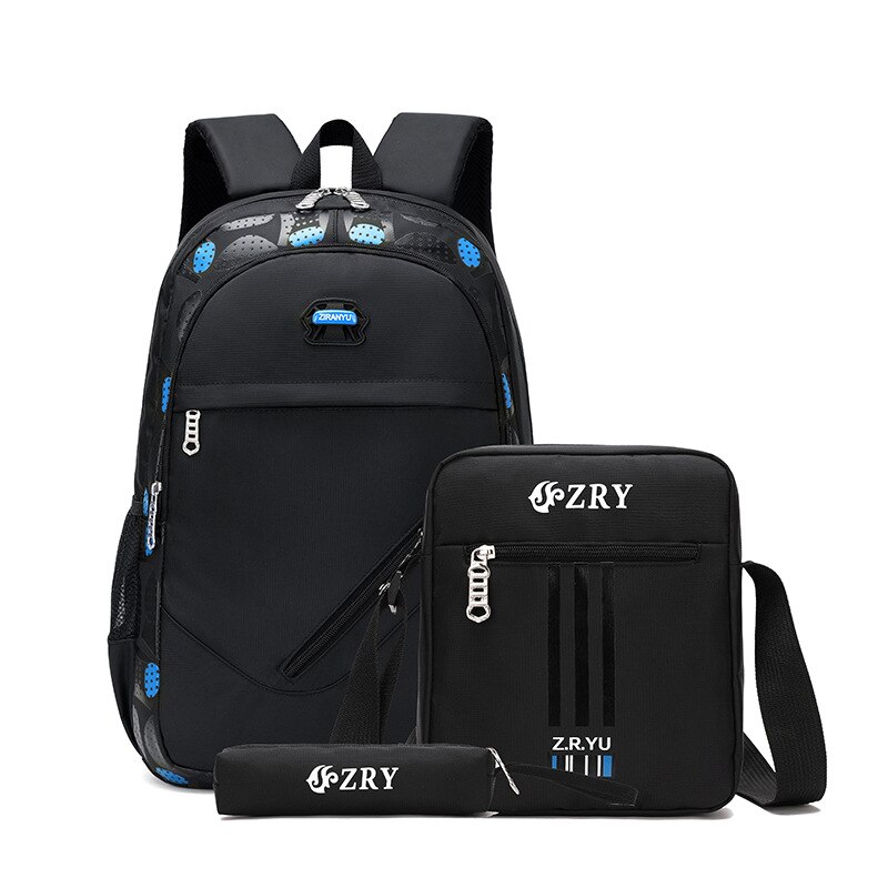 Schule Taschen für Jugendliche Jungen Schul Große Kapazität Tarnung Schule Rucksack 3 teile/satz Rucksack Bagpack freundlicher Nette Buch Taschen: Himmel Blau einstellen