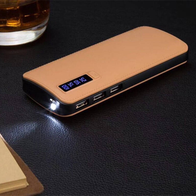 20000mAh Power Bank Leather Shell LED High Capacity 3 USB Portable Power Bank for Mobile Phone Iphone Xiaomi Huawei Power Bank