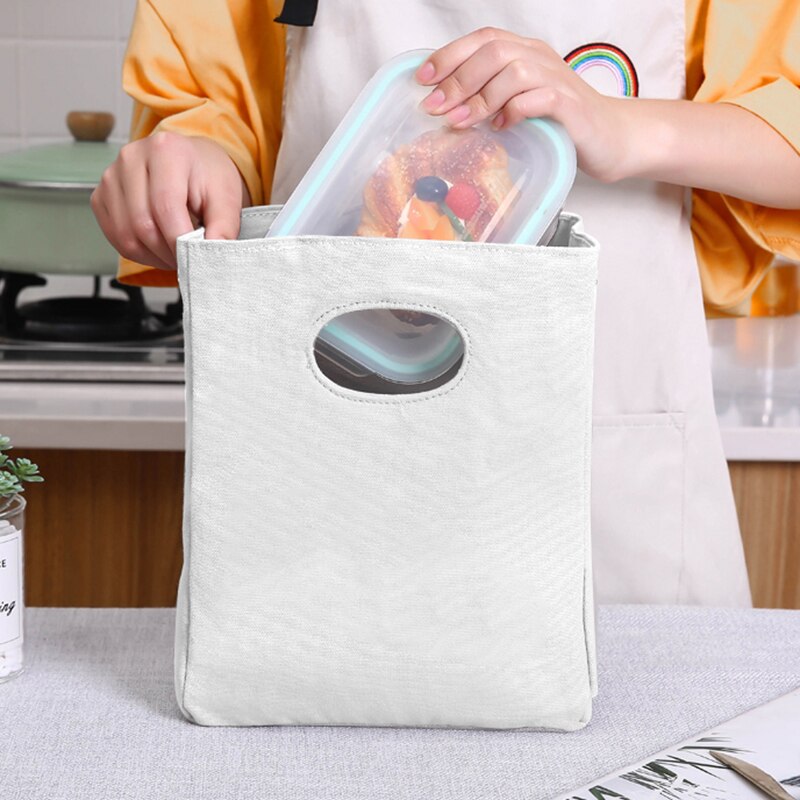 Sika Deer ocieplana z płótna izolowana piknikowa torba na Lunch neutralna izolowana folia izolowana torba do przechowywania żywności przenośna torba na Lunch: L 001 (white)