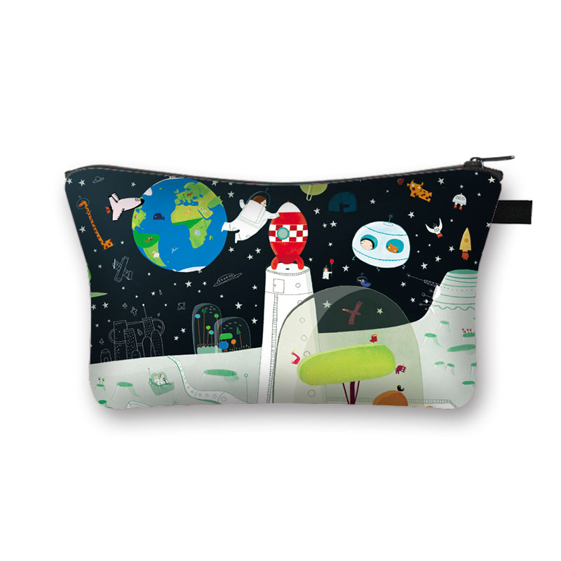 Astronauta/Spaceship kosmetyczka gwiaździsta noc Galaxy chłopcy dziewczęta kosmetyczki szminka etui damskie przenośne Mini portfel: shzbmarscw05
