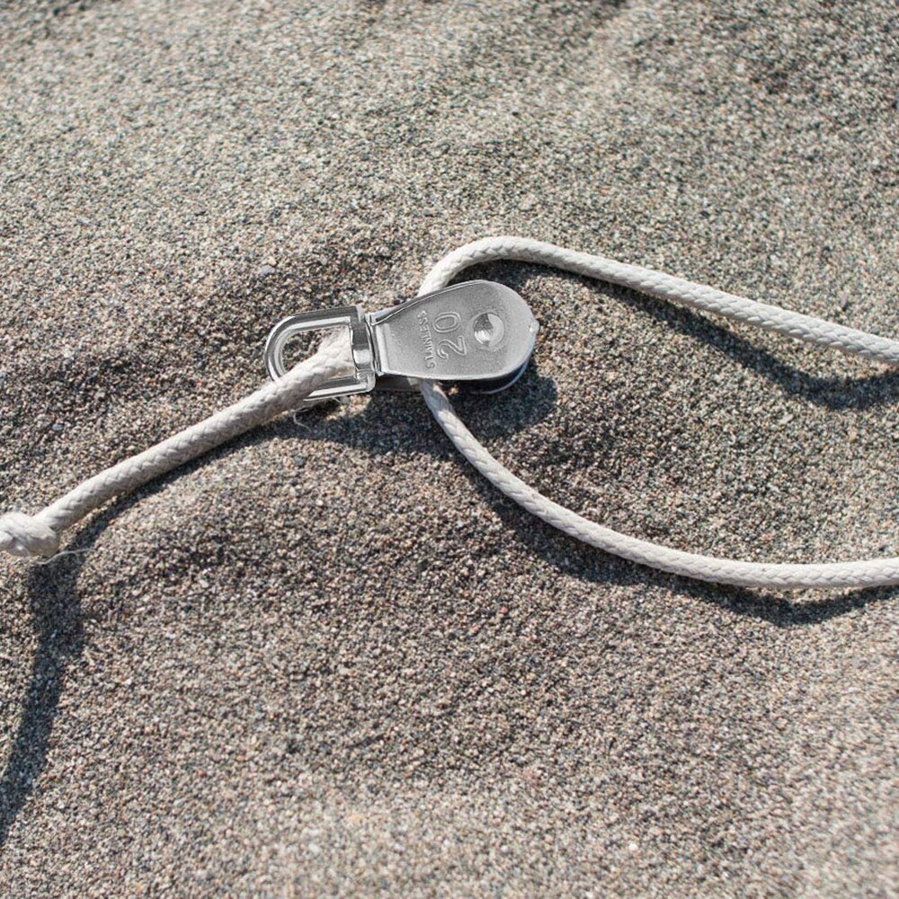 1PCS Stainless Steel Wire Rope Crane Pulley Block M20 Lifting Crane Swivel Hook Single Pulley Block Hanging Wire Towing Wheel