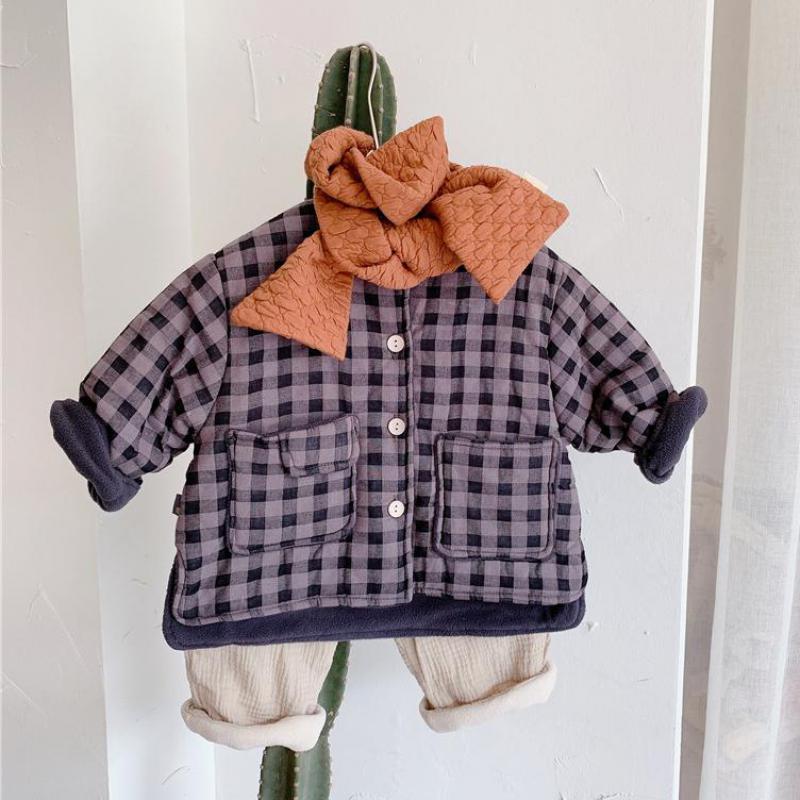 Hiver enfants épaissir vestes filles Blouse mignon Plaid manteau enfants veste garçons manteaux pour vêtements de dessus enfant en bas âge garçon Plaid chemise