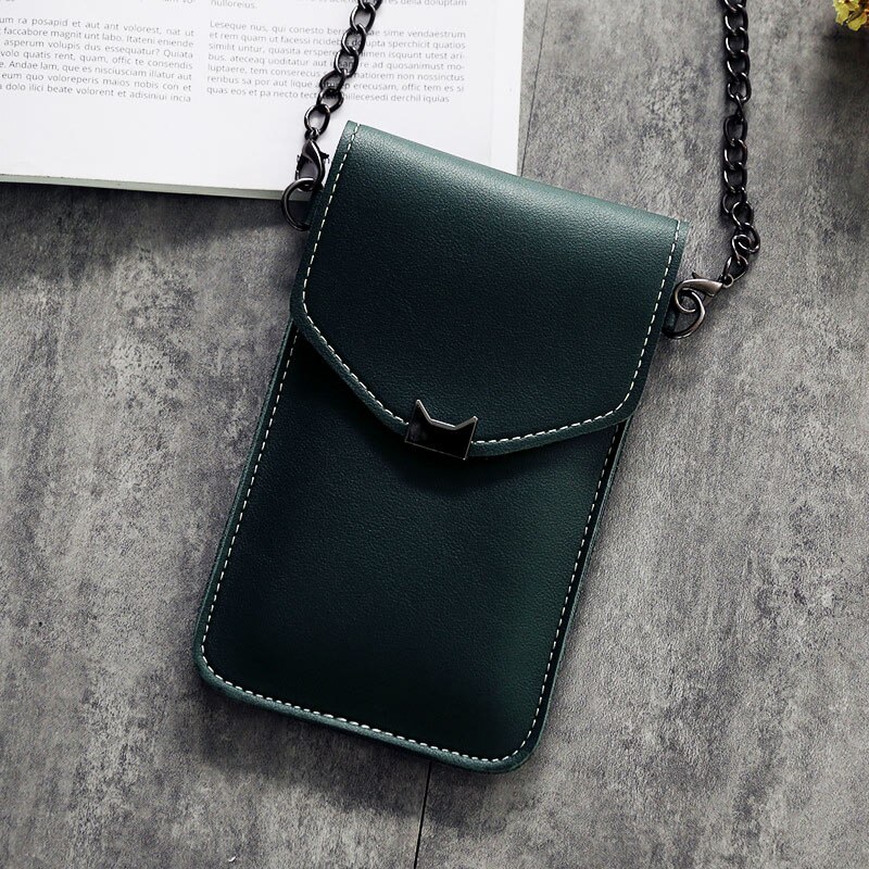 Leehur bolsa de ombro para celular, corrente de telefone móvel transparente com tela touch para iphone 11 xs xr bolsa samsung: green