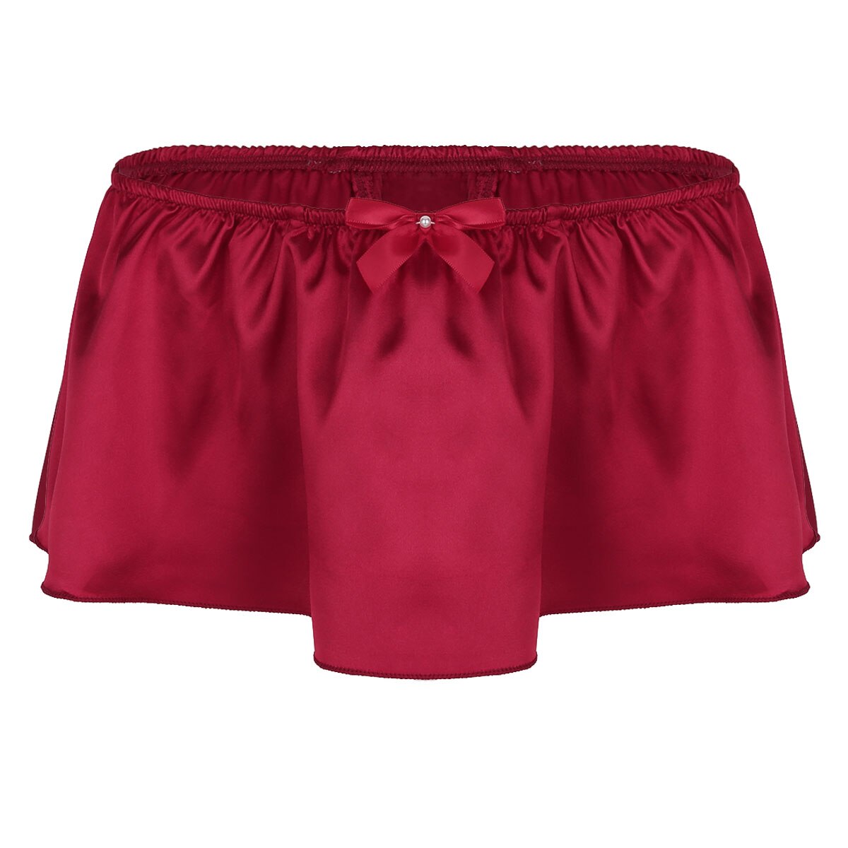 String en Satin de soie pour hommes, jupe-culotte à volants